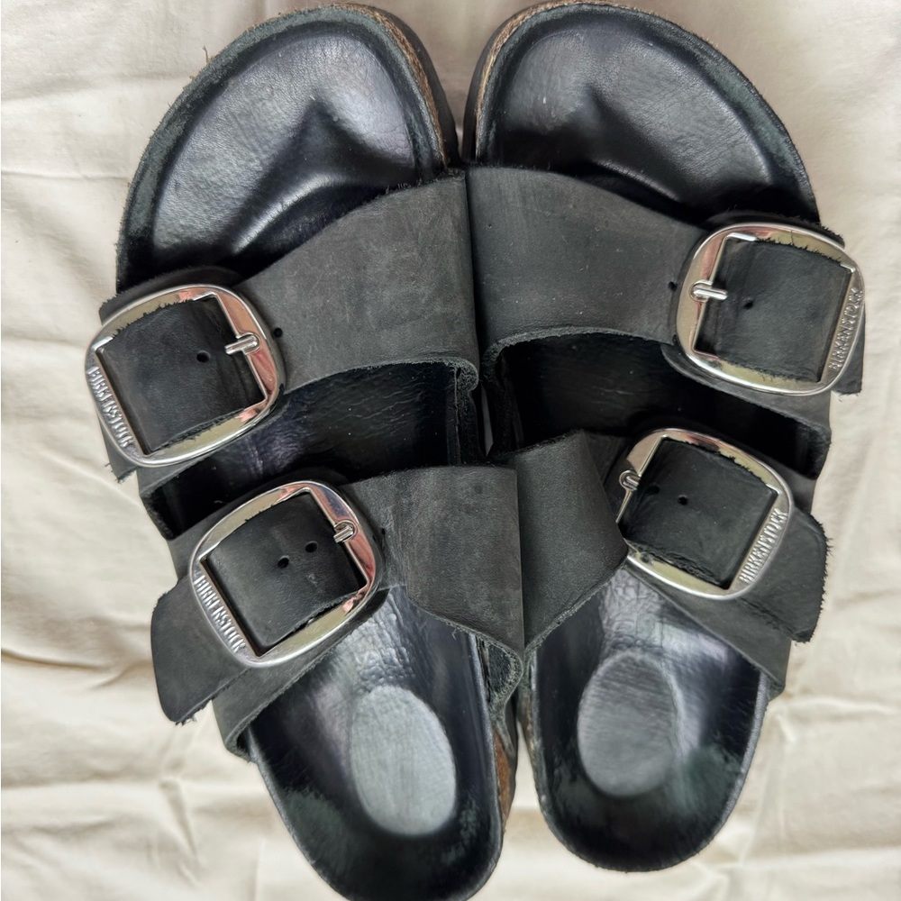 Birkenstock black Sandals with Silver Buckles